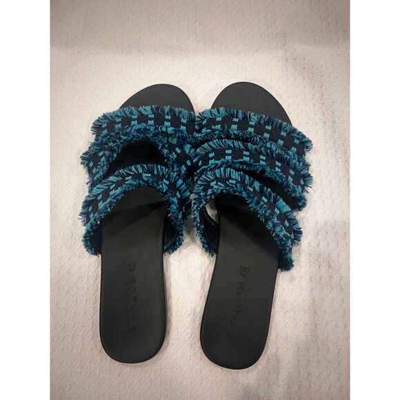 Rothy’s Women’s 7.5 Teal Blue Boho Tassel Slip-On Sandals Summer Slides - Picture 2 of 7